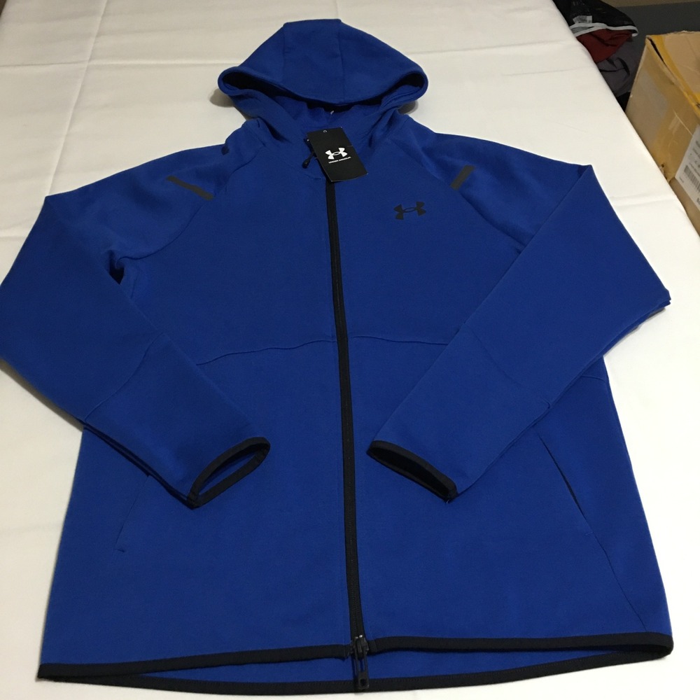 Under Armour Unstoppable Fleece Full Zip Hoodie Mens Small Blue Jacket NWT $110